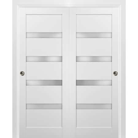 Sartodoors Closet Bypass Interior Door, 72" x 80", White QUADRO4113DBD-WS-72